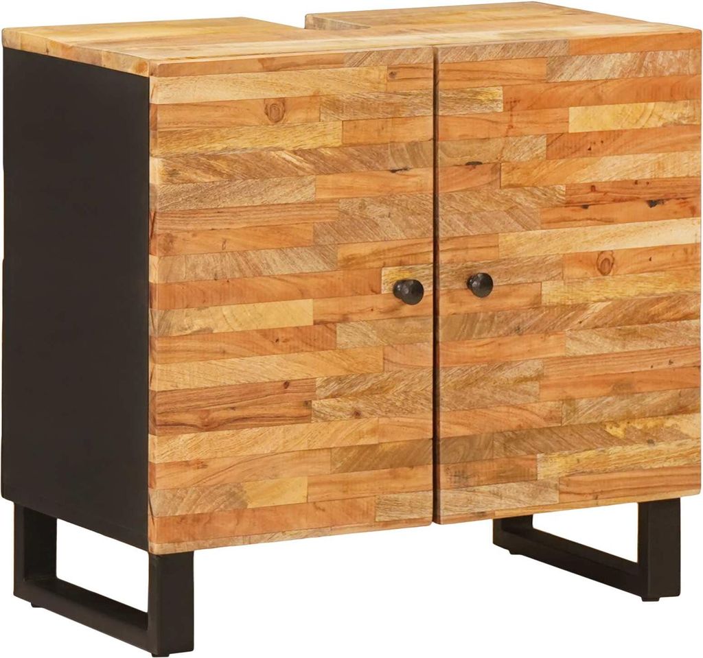 "Winter Sale" Badezimmer Sets mit Schubladen mit Regal Natur Massivholz Mango - clorisNeu467187 - Badezimmerschränke
