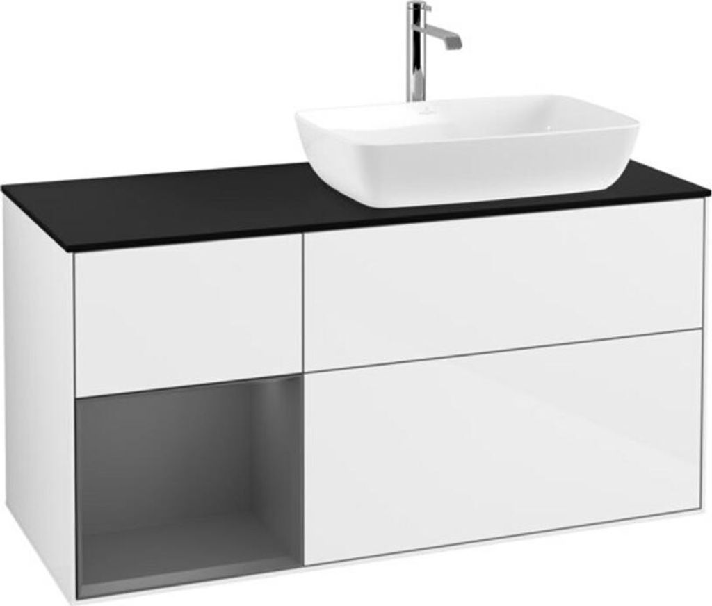 V&B Waschtischunterschrank Wandbeleuchtung Finion 120cm, Pl b m, Rg A m Lac, glo wh. Lac