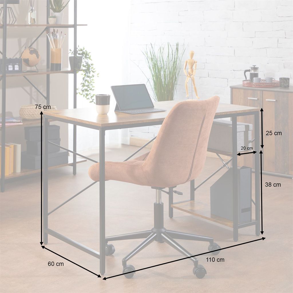 Schreibtisch TAVIRA im Industrial Stil aus Metall in Produktbild 8