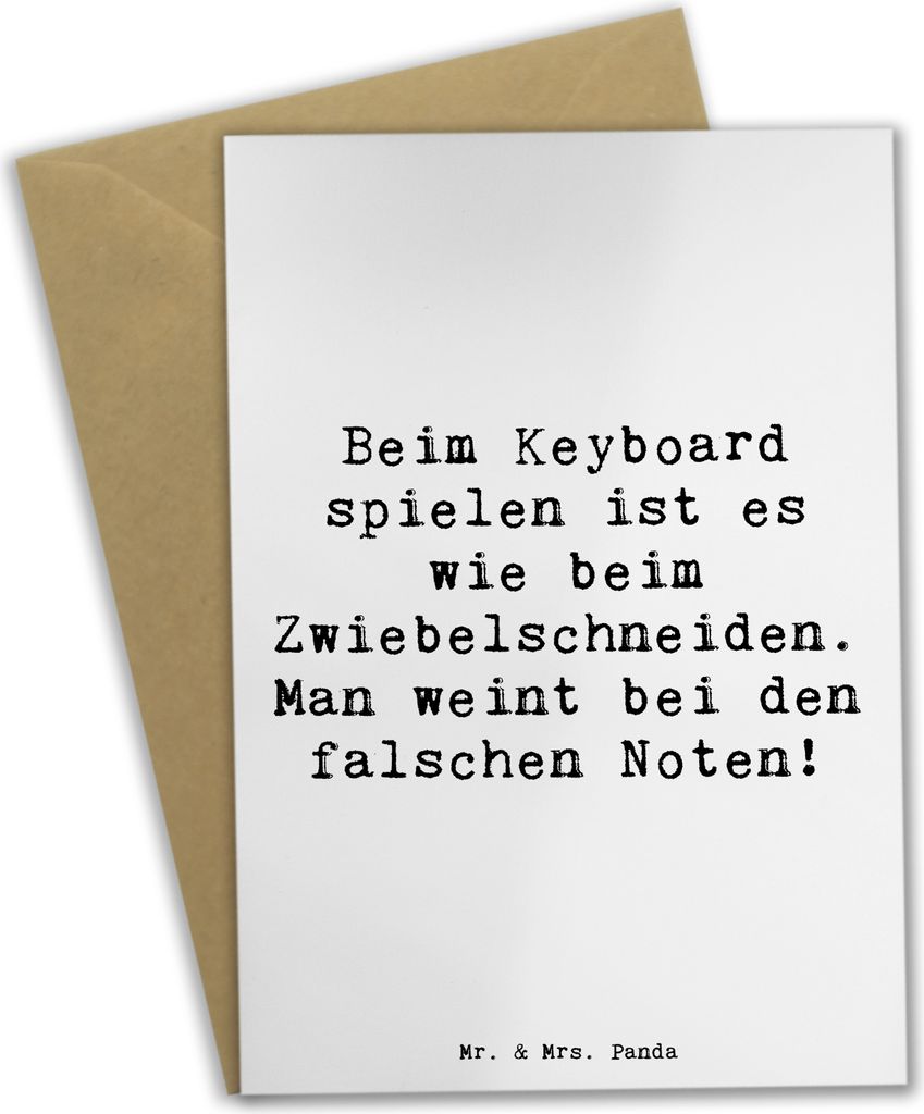 Mr. & Mrs. Panda Grußkarte Spruch Keyboard Tränen - Weiß - Geschenk, Musiker, Emotionen, einladungskarten, Lernen, osterkarten, spruchkarte, Str...