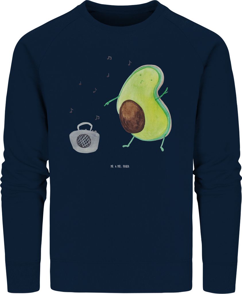 Mr. & Mrs. Panda Organic Pullover Avocado Tanzen Größe S - French Navy - Geschenk, Singen, Bio, Pulli, Party, Sweatshirt, Baumwoll, Sweater, Frö...