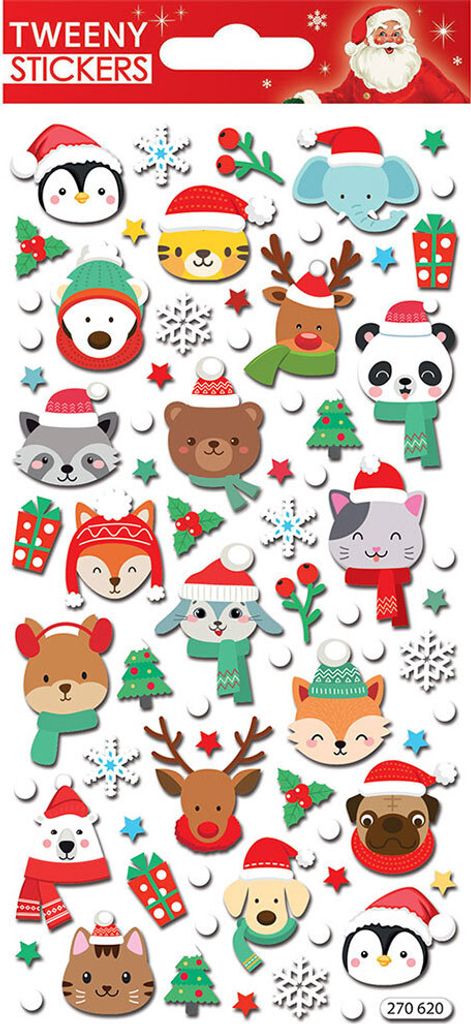 Global Gift 20 Weihnachtstiergesichter Schaumstoff-gesichtsaufkleber Mehrfarbig Mehrfarbig One Size