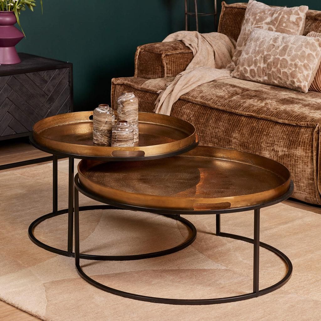 Couchtisch-Set Puck, 2-teilig, Goldfarben/Schwarz, Großer Produktbild 