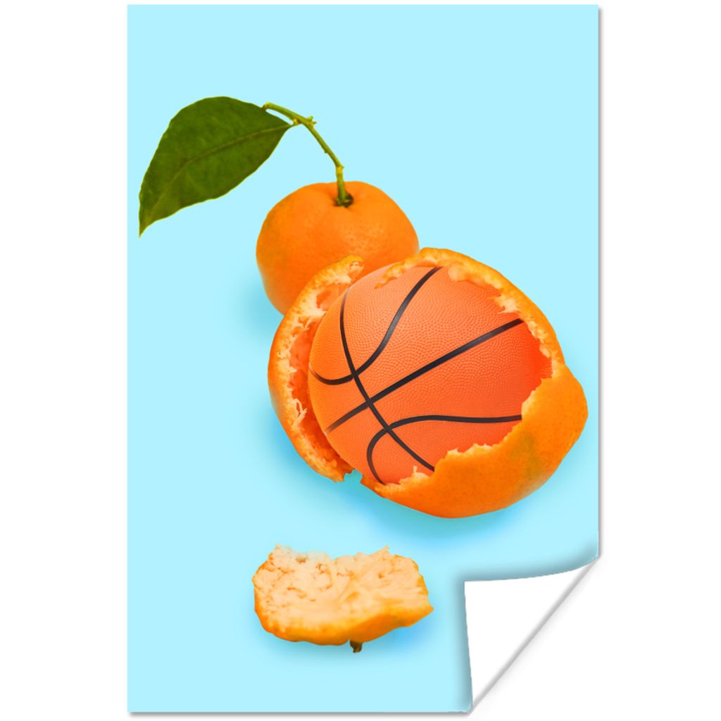 MuchoWow Poster Basketball - Orange - Obst - Orange - Blatt 80x120 cm - Papierdruck