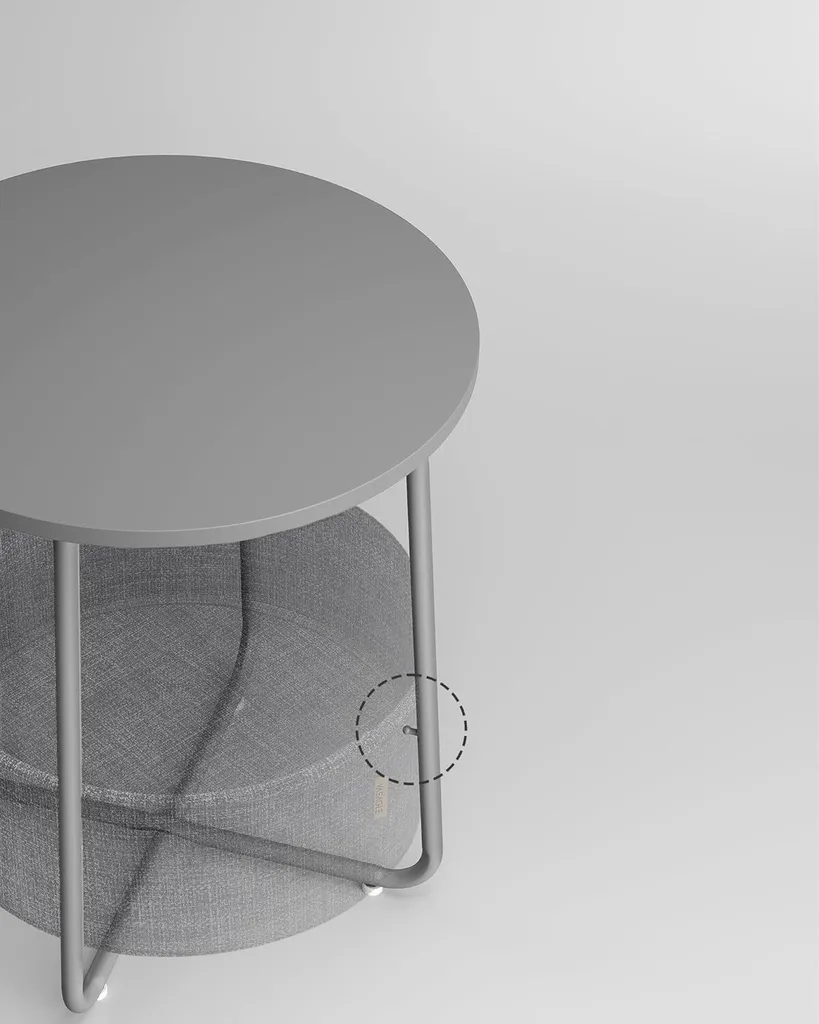 Table d'appoint spacieuse avec panier de rangement, métal et bois 50cm