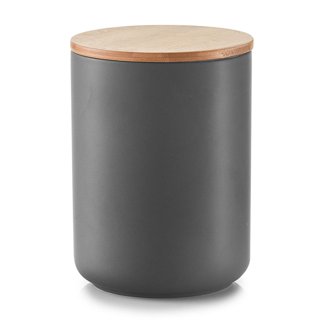 Vorratsdose m. Bamboodeckel, 1500 ml, Keramik, anthrazit