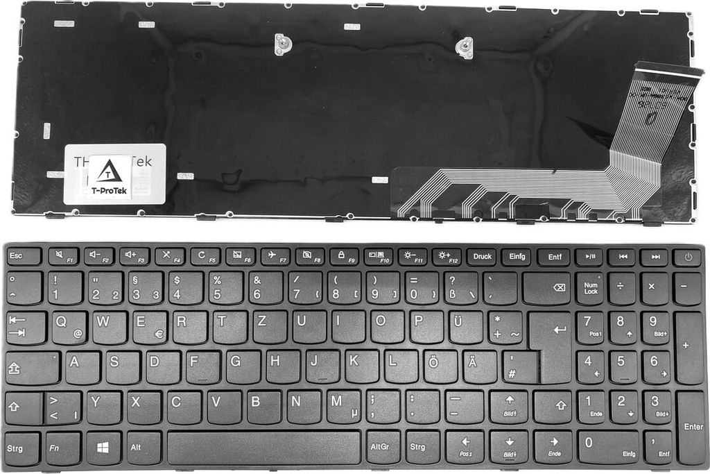 DEUTSCHE-Tastatur Keyboard Schwarz Rahmen kompatibel für LENOVO V110-17IKB (80V2)