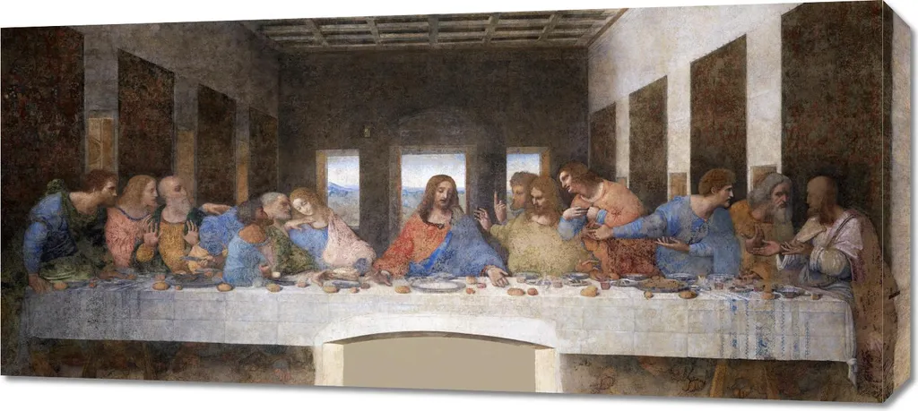 Quadro L'Ultima Cena 90x40 Da Vinci Vintage: Arte per Salotto