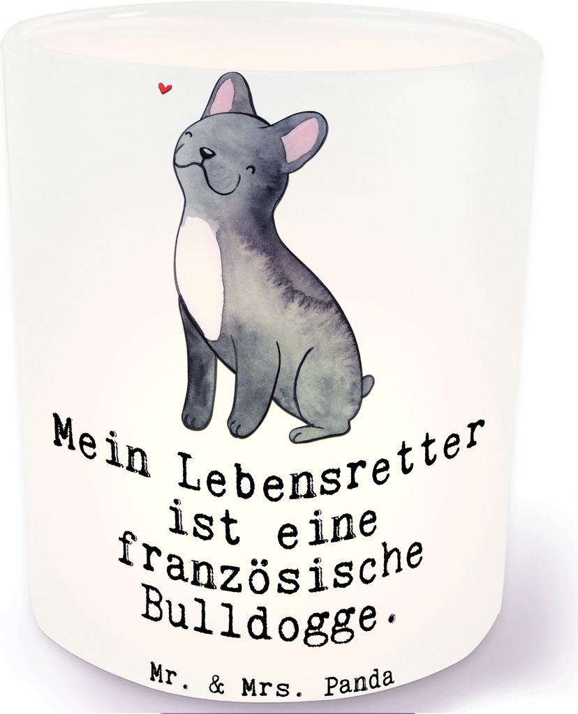 Mr. & Mrs. Panda Windlicht Satiniert Französische Bulldogge Lebensretter - Transparent - Geschenk, kerzenbehälter, teelicht, Glas, Kerzenhalter, ...
