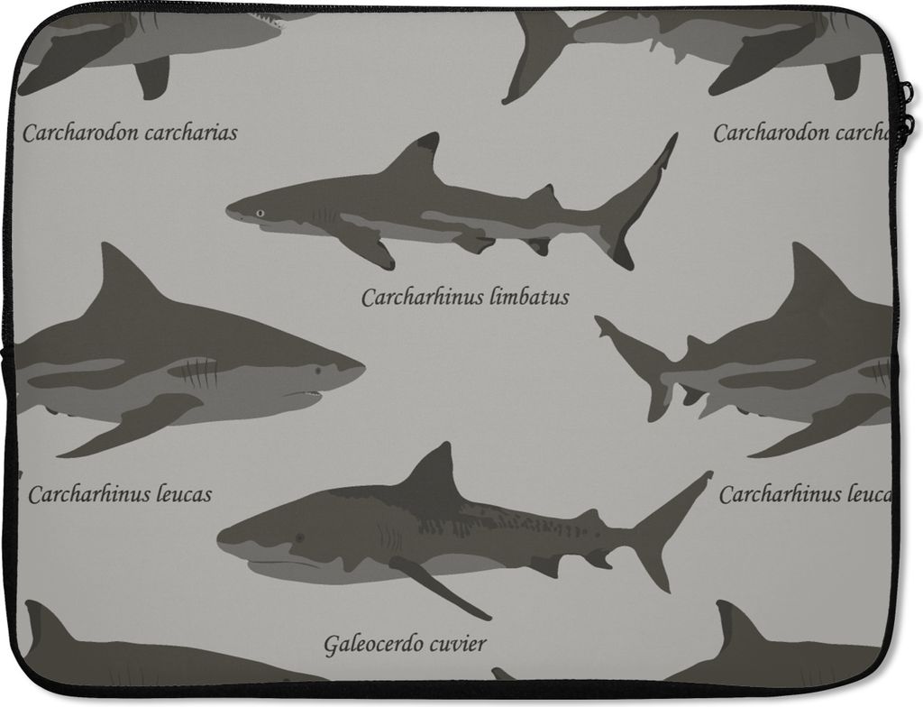 MuchoWow Laptop Hülle 17 Zoll Laptoptasche Muster - Hai - Meer - Zipper - Schutzabdeckung