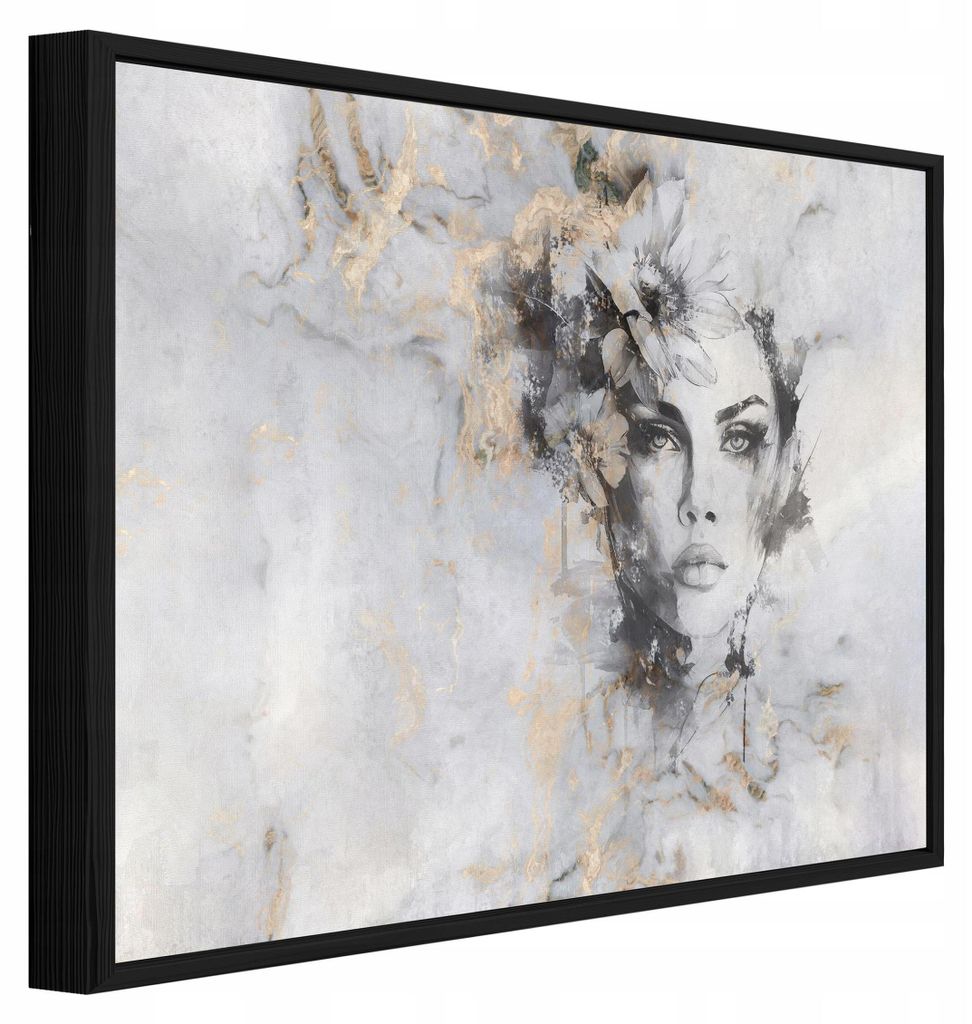 Bilder mit Rahmen Frau Beton Abstrakt - 120x80 cm - Wandbilder Wohnzimmer Schlafzimmer - Leinwand Bilder mit Rahmen Beige - PPR15369O20