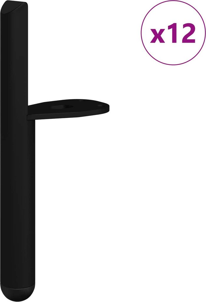 Nóżki meblowe 12 pcs Czarny 66 x 36 x 160 mm Żelazo Zdjęcie produktu 