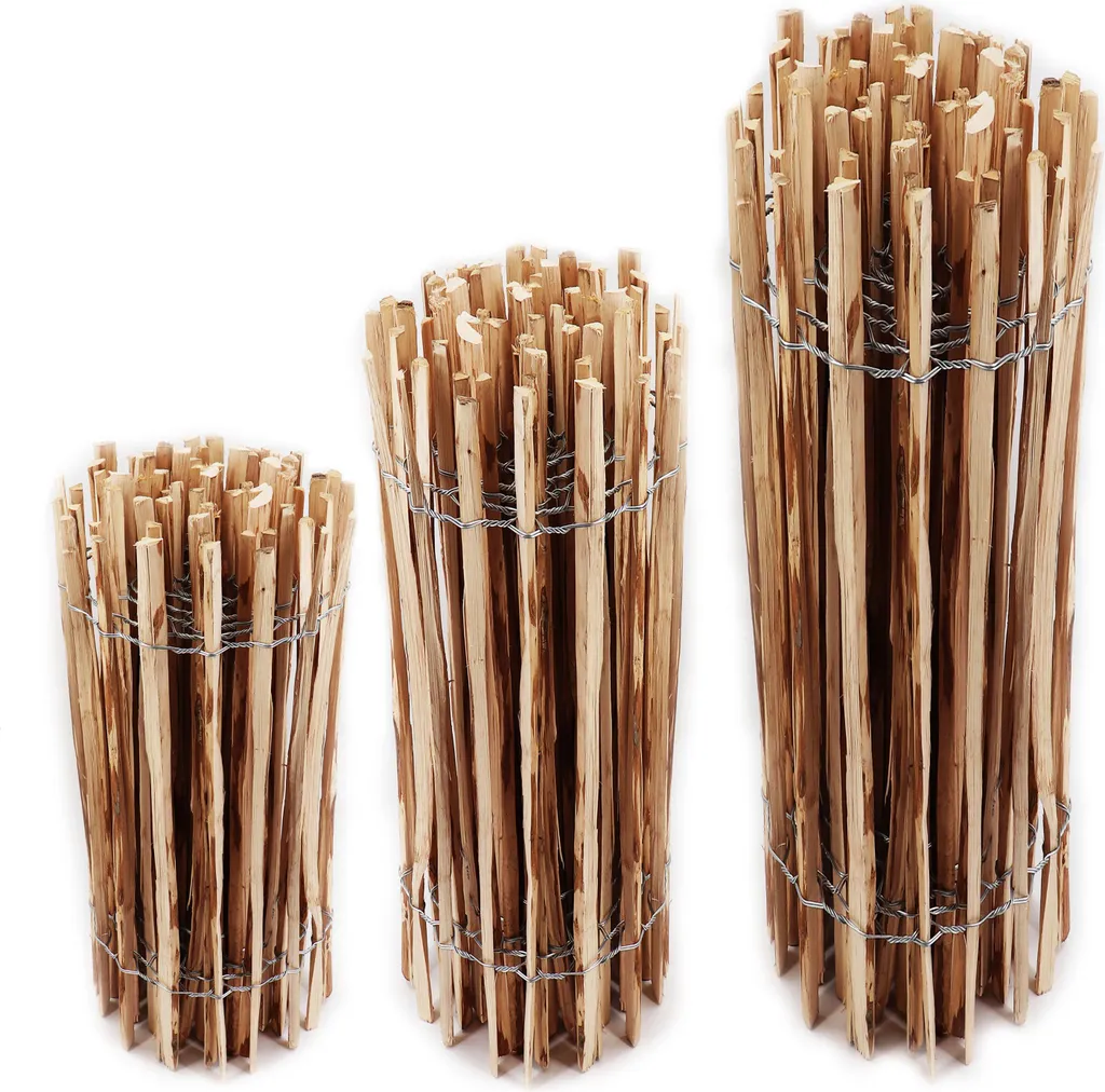Clôture en noisetier 15m x 100cm lattes espacées de 4-6cm bois naturel
