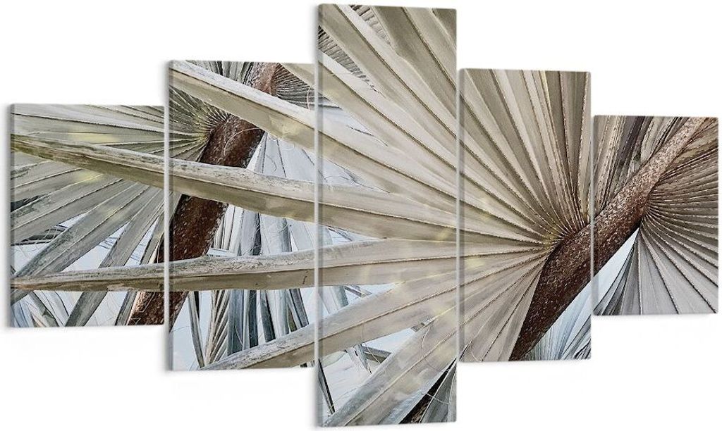 Bild auf Leinwand - Leinwandbild - 5 Teile - Blatt Palme Natur - 125x70cm - Wand Bild - Wanddeko - Wandbilder - Leinwanddruck - Bilder - Wanddekora...