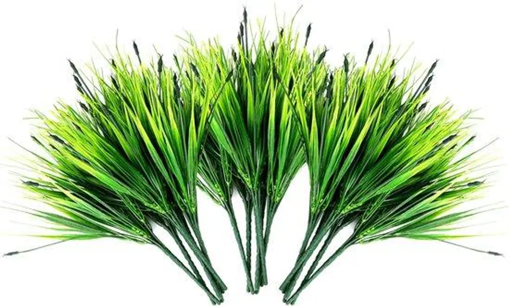 QWORK 18 Bouquets de Gazon Synthétique et Plantes Artificielles 40cm