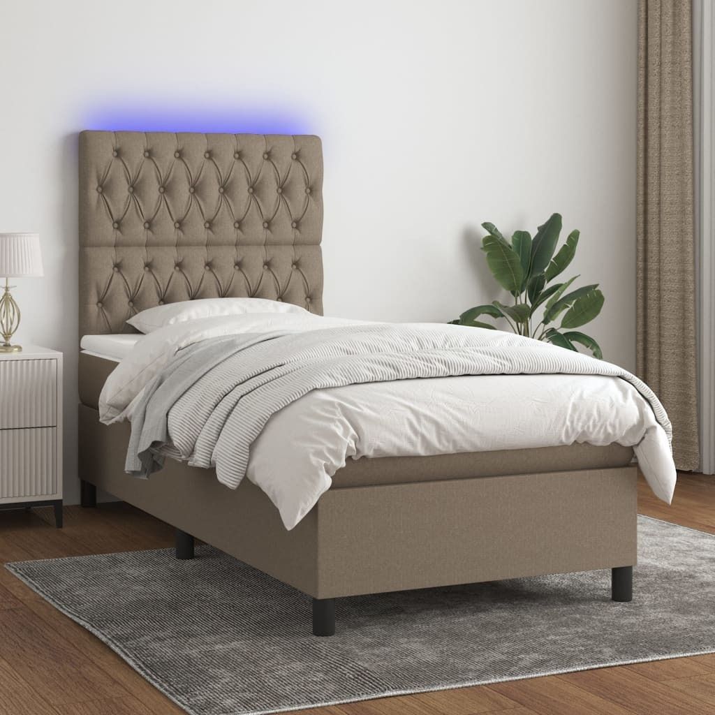 Maison Exclusive - Boxspringbett mit Matratze & LED Taupe 90x190 cm Stoff