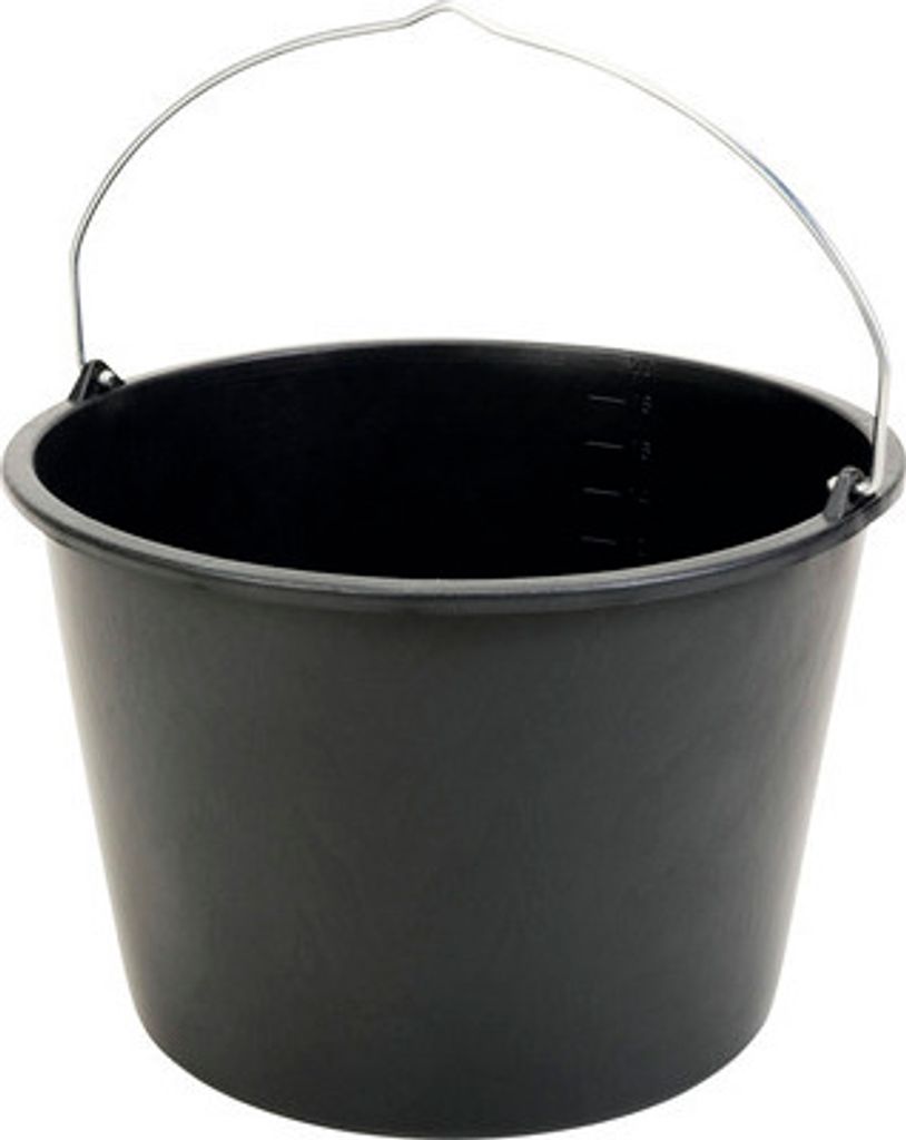 Stavební vědro PE kulaté černé s držadlem ∅ 373 mm 20 l Obrázek produktu 