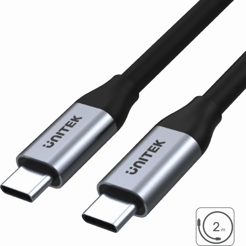 Cavo Unitek USB-C 2m 100W: Gaming & Video 4K @60Hz | C14091ABK