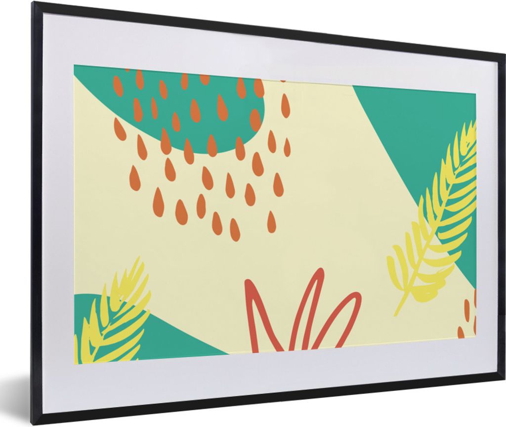 MuchoWow Gerahmtes Poster Sommer - Blätter - Pastell 60x40 cm - Poster mit Schwarzem Bilderrahmen Wandposter Rahmen Foto Bilder - Schlafzimmer -...