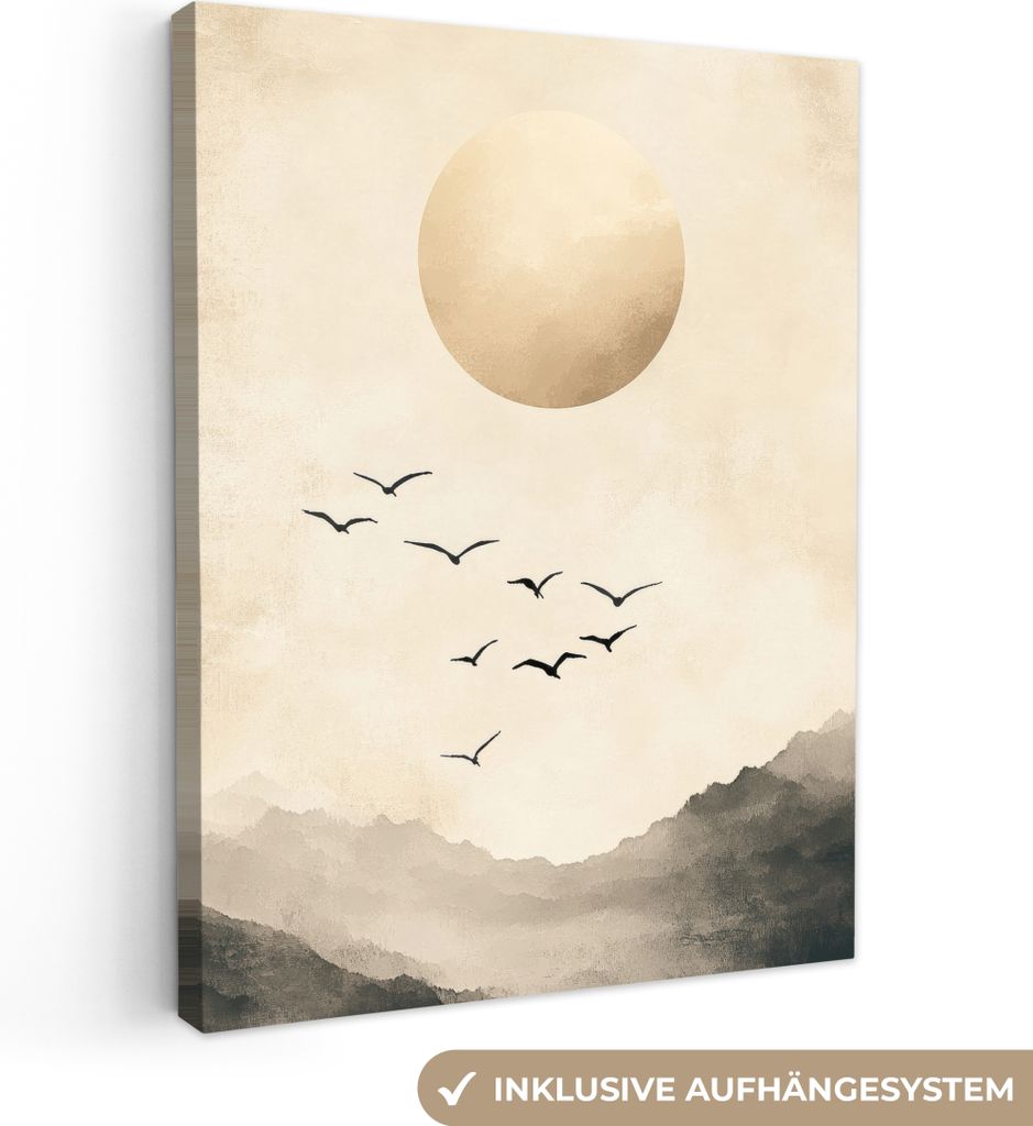 Leinwand Bilder 30x40 cm - Japandi - Landschaft - Beige, Bild Modern, Wanddeko, Gemälde