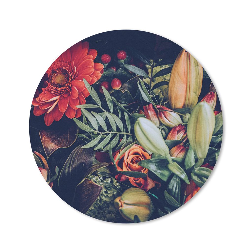 MuchoWow Mauspad Mousepad Blumenstrauß - Stilleben - Blumen - Pflanzen - Rot 30x30 cm - Mousepads - Maus Mat - Pad - Mausunterlage - Tischunterl...