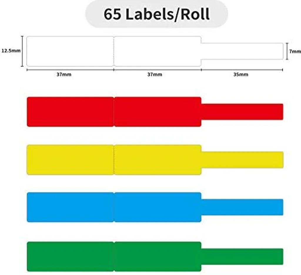 Etichette termiche Niimbot, stampante per etichette da 12,5 x 109 mm, carta compatibile con D110 D11 D101 H1S 65 etichette/rotolo (giallo)