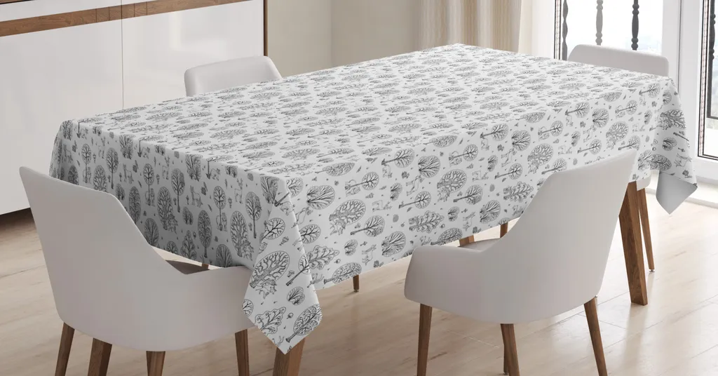 Tovaglia Rettangolare Wildlife Sketch 140x170 cm Grigio Scuro