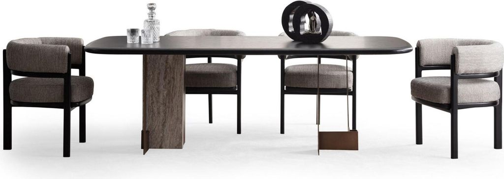 Designer Esszimmer Garnitur Esstisch 6x Stühle Anrichte Spiegel 9tlg