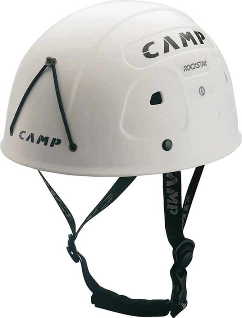 A white Camp USA Rock Star Helm is shown against a white background.