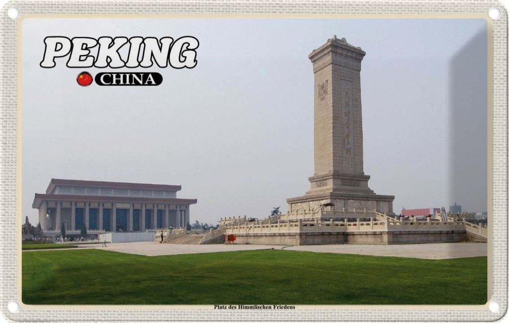 vianmo Blechschild 12x18 cm Peking China Platz Himmlischen Friedens Bildmotiv Reisemotiv Abenteuer Reisen
