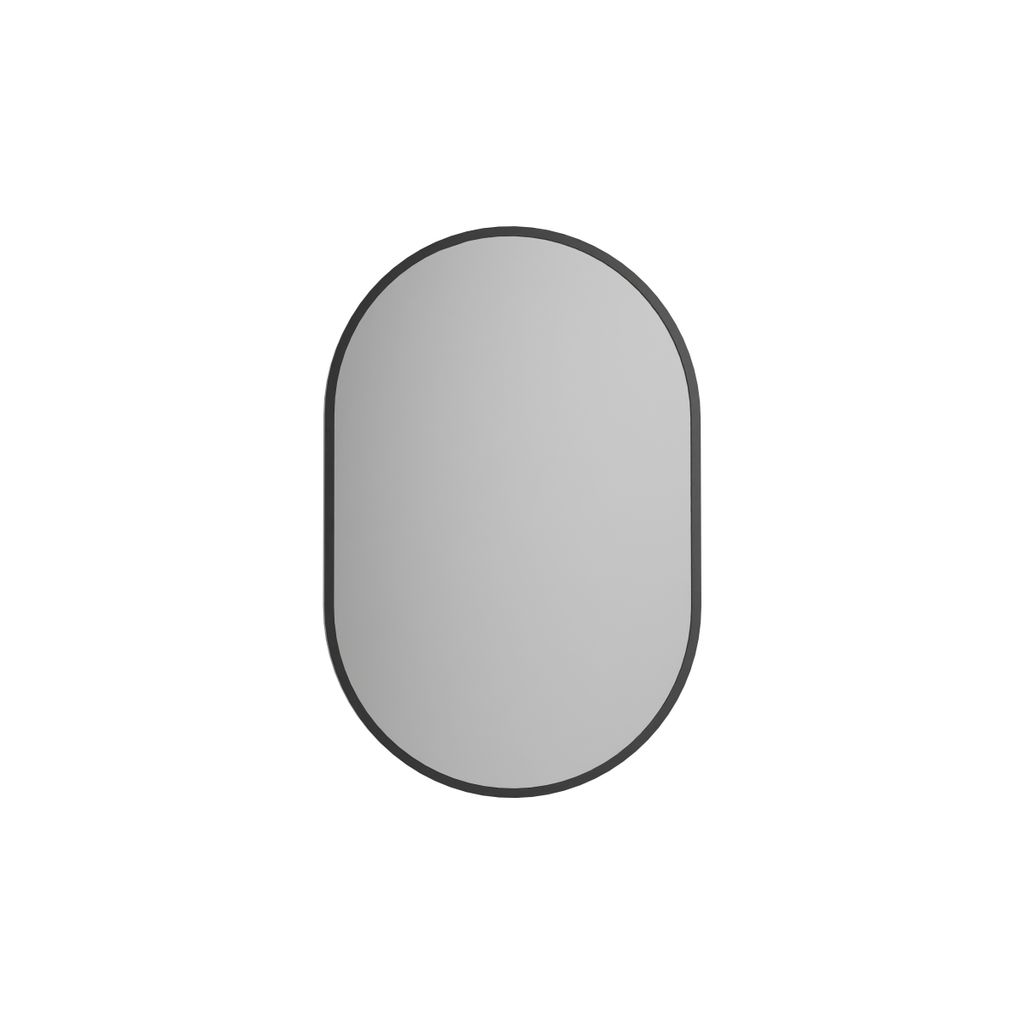 LED Lichtspiegel 8144-2.0 Oval - Aluminiumrahmen - Schwarz matt - Größe wählbar, Spiegel Maße:40x60cm