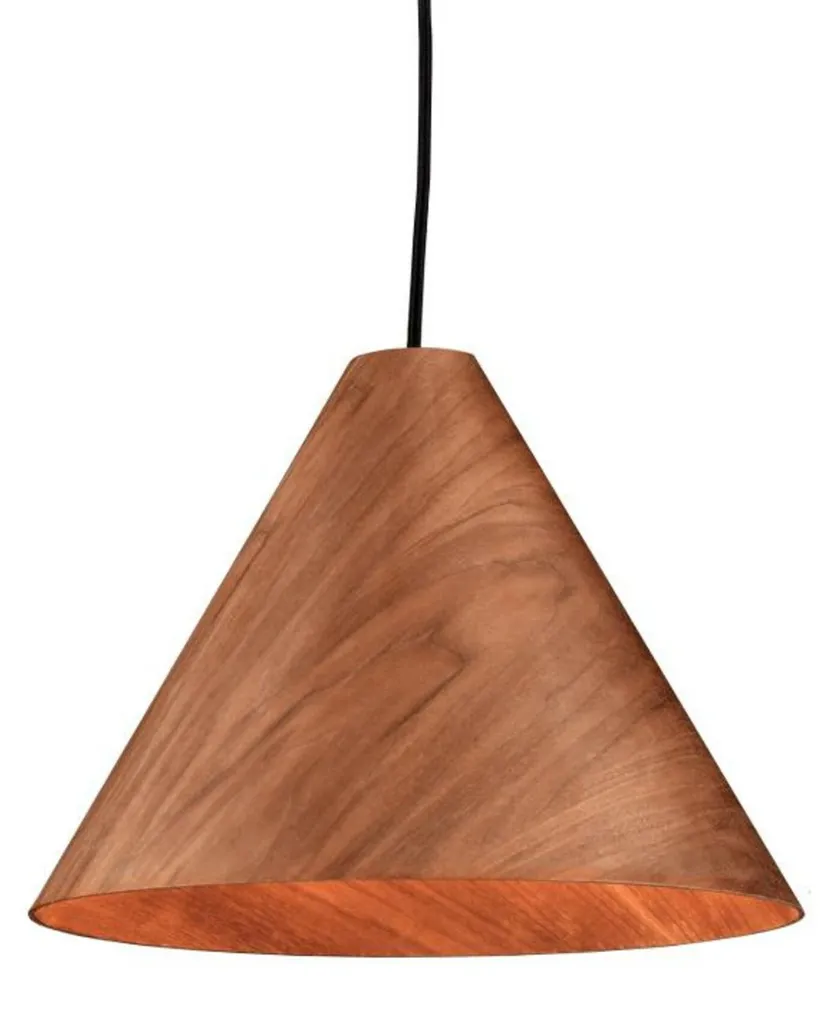 Luminaire suspension design Nairobi bois de noyer Ø33 cm pour ampoule E27
