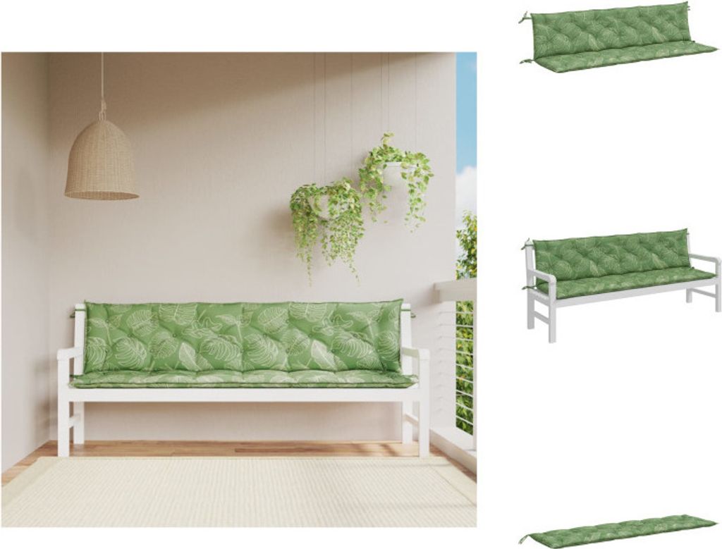 vidaXL Gartenbank-Auflagen 2 Stk. Blattmuster 200x50x7 cm Stoff - Sitzpolster