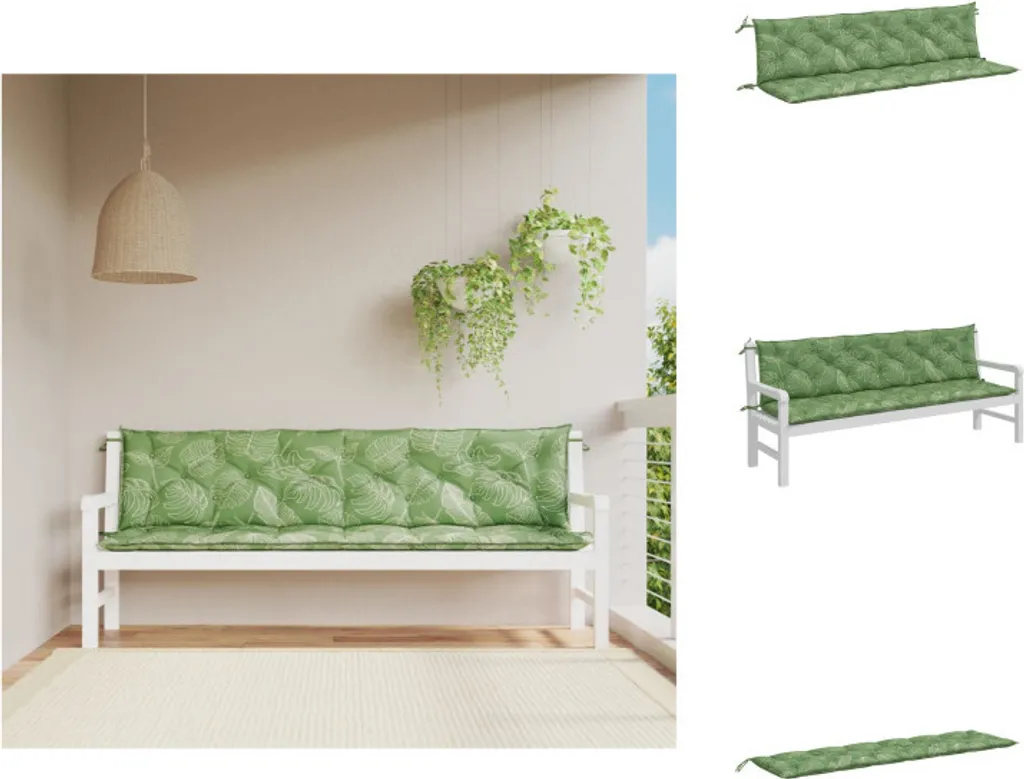 Cuscini Panca Giardino Foglie 200x50x7 cm vidaXL - Set 2 Pz