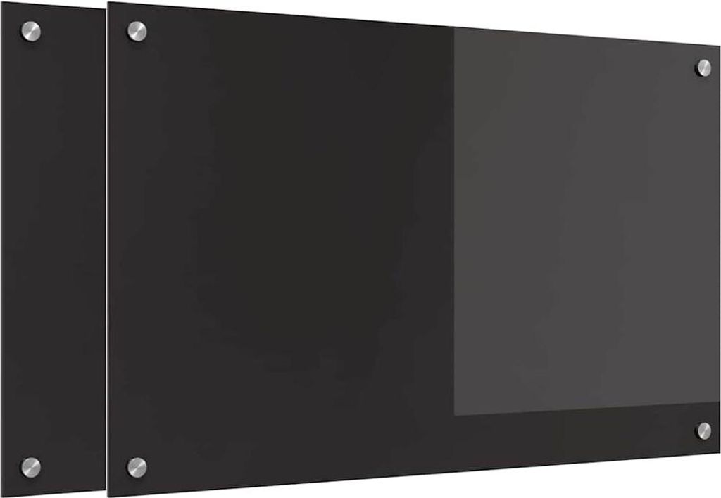 Küchenrückwand 2 pcs Schwarz 80 x 50 cm Gehärtetes Glas