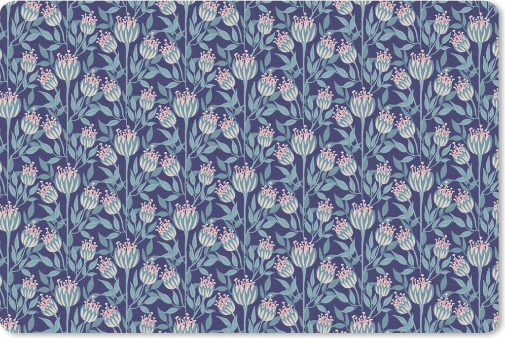 MuchoWow Schreibtischunterlage Blumen - Muster - Natur 60x40 cm - XXL Mauspad - Großes Mauspad