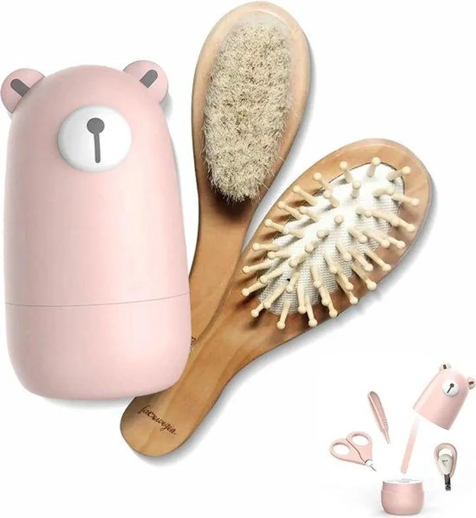 Set de soin bébé 4 pièces rose pastel - Accessoires manucure naissance