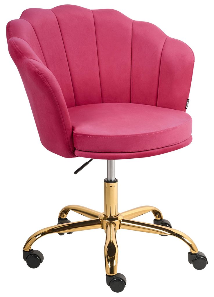 BELIANI Bürostuhl Samt Fuchsia Pink / Gold Höhenverstellbar Drehbar für Home Office Büro Schminktisch Muschelform Muschel