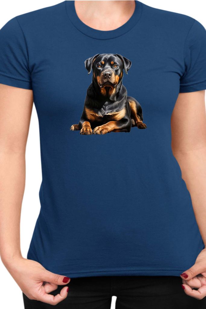 Damen T-Shirt Dogs Breeds Rottweiler Dog Breed 006, Lady XS / Dunkelblau