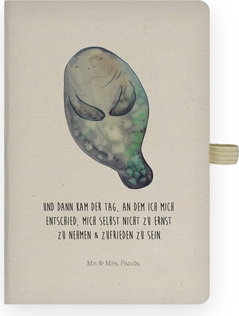 Mr. & Mrs. Panda Notizbuch A4 Hardcover Seekuh Happy - Transparent - Geschenk, Seekühe, Tagebuch, skizzenbuch, Respekt, Kladde, Achtsamkeit, Journ...