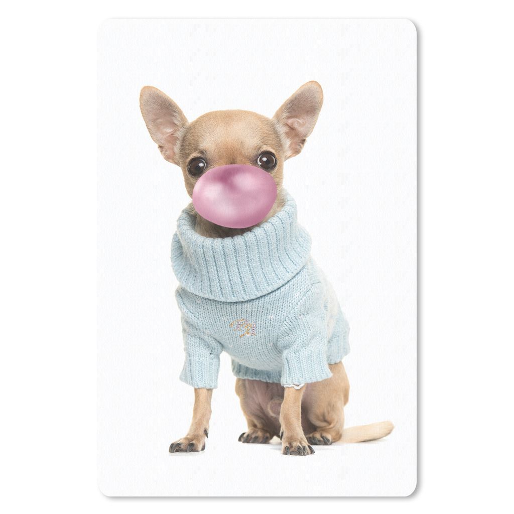 MuchoWow Mauspad Mousepad Hund - Kaugummi pusten - Chihuahua - Spaß für Kinder - Mädchen - Jungen - Kinder 40x60 cm - Mousepads - Maus Mat - P...