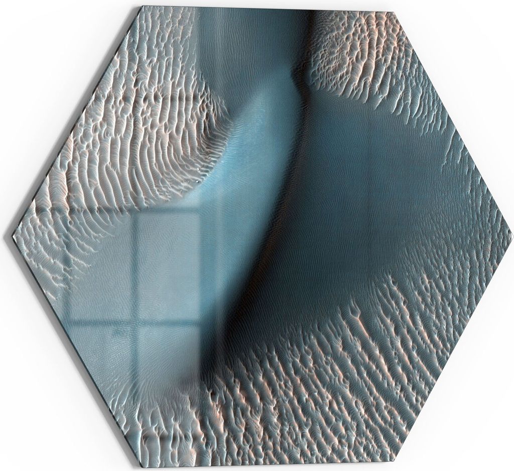 DEQORI Magnettafel Glas 40x35 cm 6-eckig 'Windige Marsoberfläche' beschreibbar Whiteboard