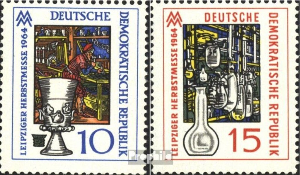 Briefmarken DDR 1964 Mi 1052-1053 (kompl.Ausgabe) postfrisch Leipziger Herbstmesse