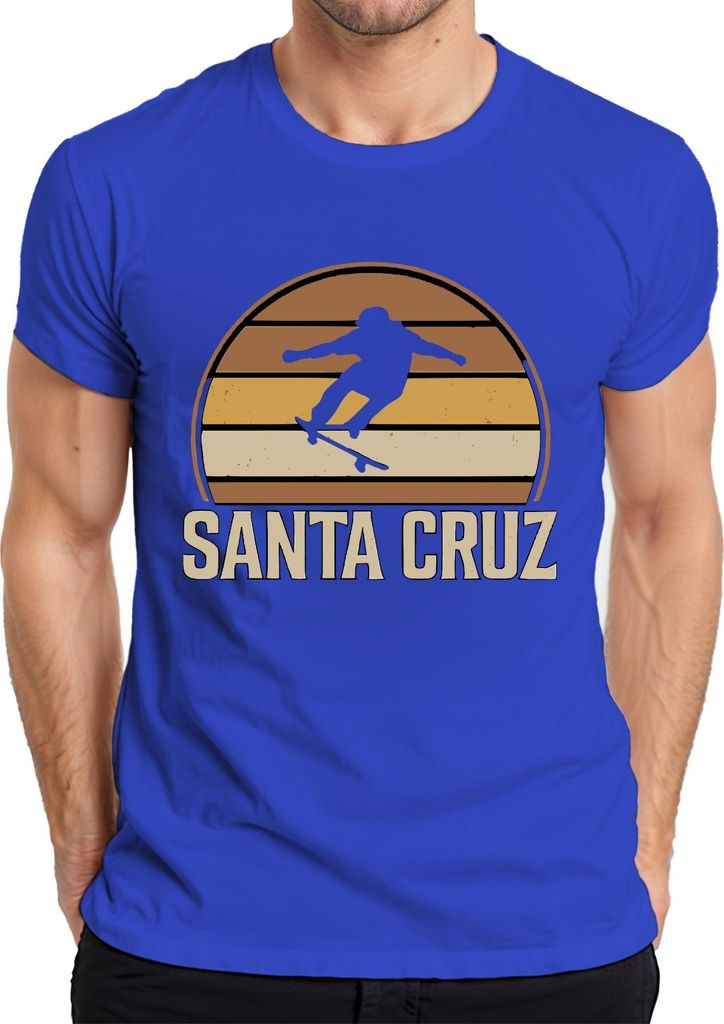 Santa Cruz Skateboard Retro Skater Vintage Sunset Surfer Cali Herren T-Shirt, Blau, 3XL
