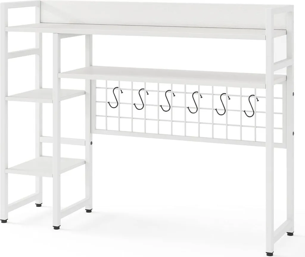 Étagère de bureau blanche anti-désordre 4 niveaux à poser 94cm