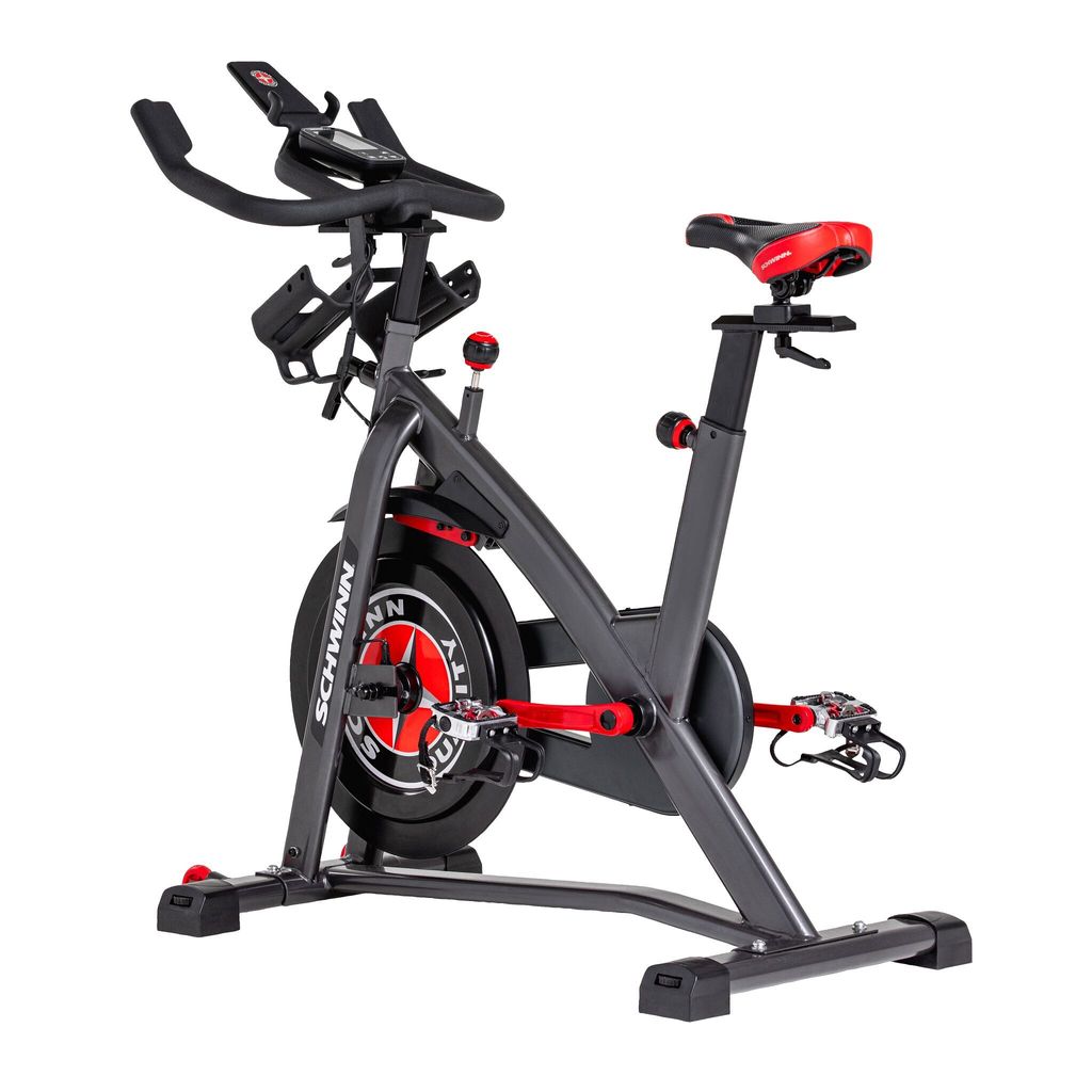 A stationary exercise bike against a white background.