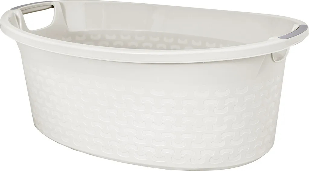 Panier à linge BranQ Coton 60L blanc en plastique, bac à linge ovale