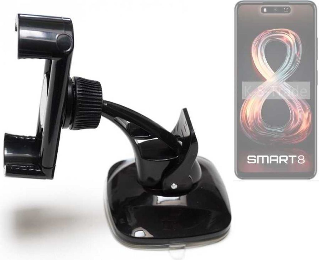 K-S-Trade kompakte Handy-Halterung Windschutzscheibe kompatibel mit Infinix Smart 8 Armaturenbrett schwarz Autohalterung KFZ Halter Scheiben-Halterung