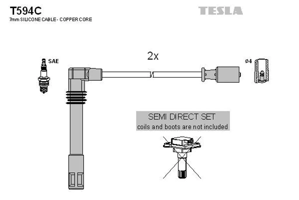 Stop aux ratés moteur avec les câbles d'allumage Tesla T594C Audi