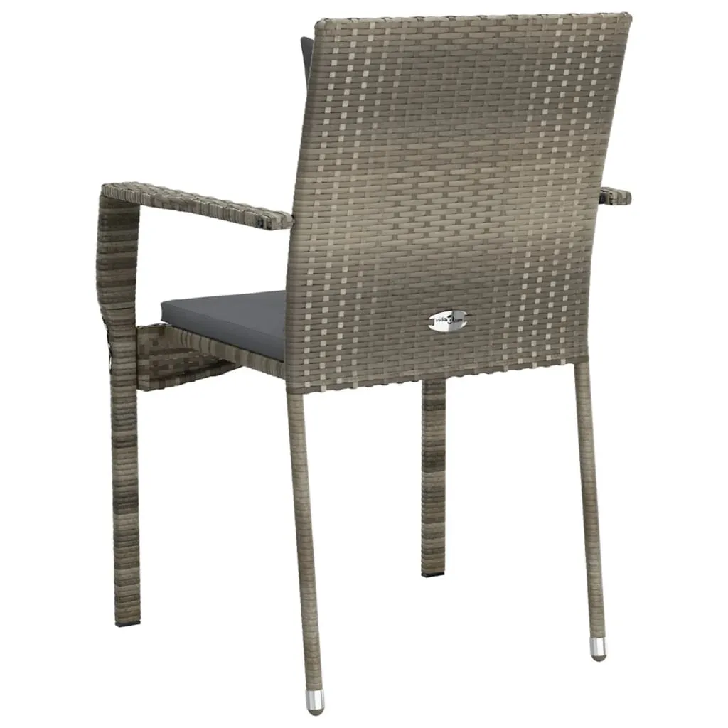 Sedia Reclinabile Da Giardino VidaXL In Polyrattan Grigio – Con Cuscini Inclusi, Telaio In Acciaio, Regolabile